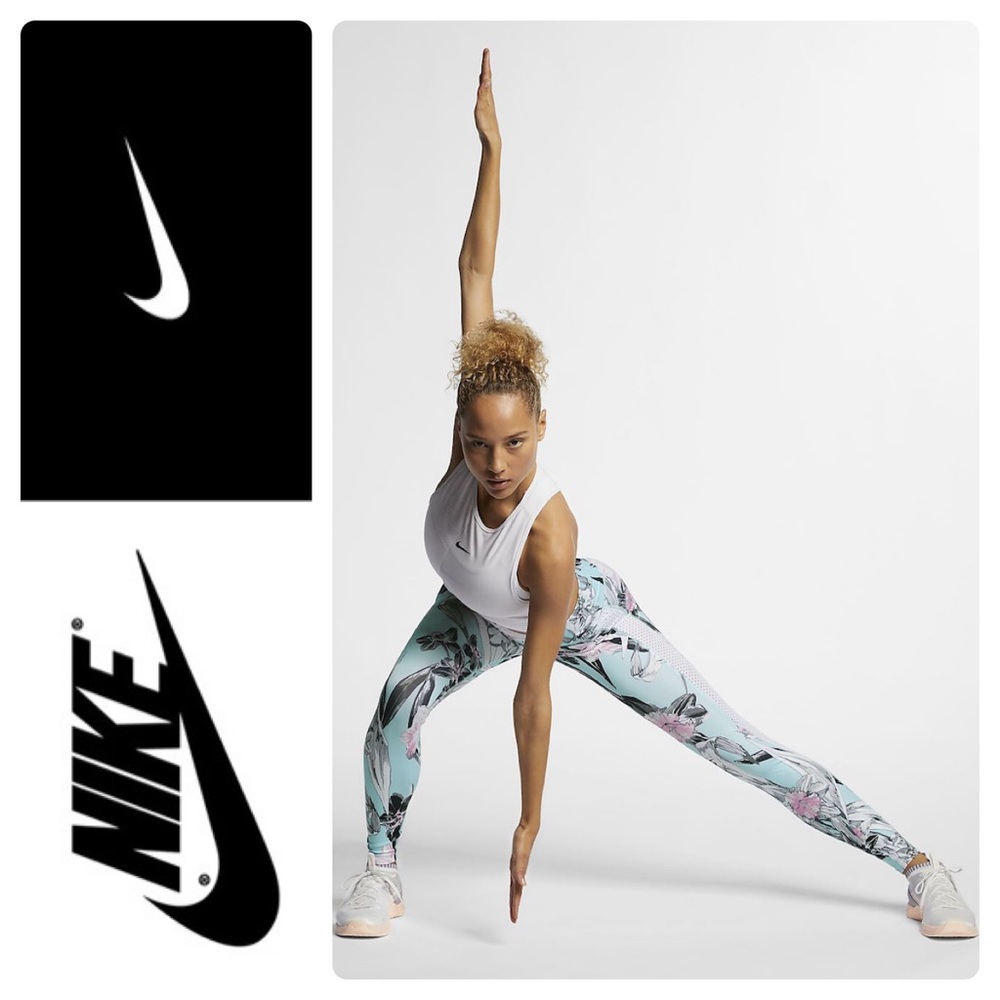 New Nike All-In Printed Training Tights Topaz Mist size L